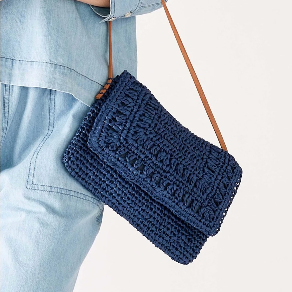 Mersea Navy Sun Chaser Straw Pochette